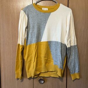 Roolee Colorblock Sweater in Gray, Cream, and Yellow